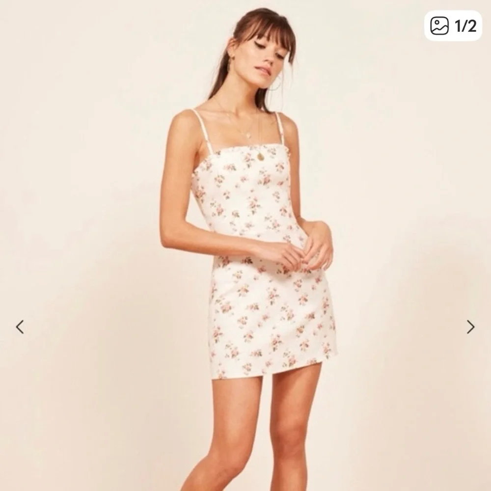 Reformation White Floral Linen Dress - Picture 1 of 5